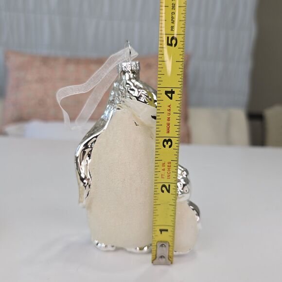 Mother and Baby Penguin Blown Glass Christmas Ornament - Picture 7 of 7